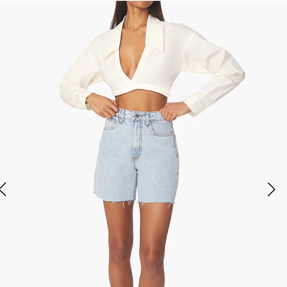 WeWoreWhat high rise indigo comfort boyfriend short NWT